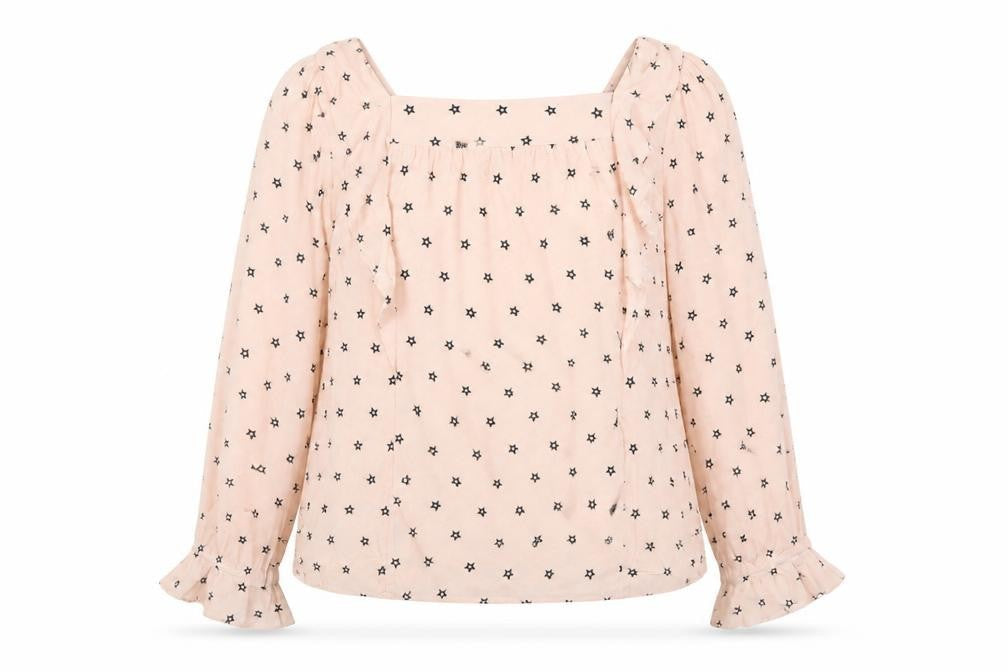 Alice Temperley Womens Pink Geometric Viscose Basic Blouse Size 16 Square Neck - Ruffles