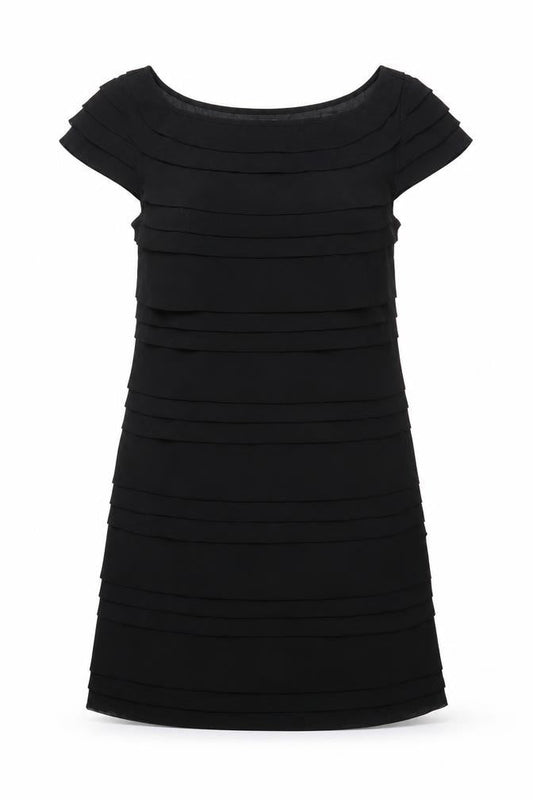 French Connection Womens Black Polyester Pencil Dress Size S Boat Neck Zip