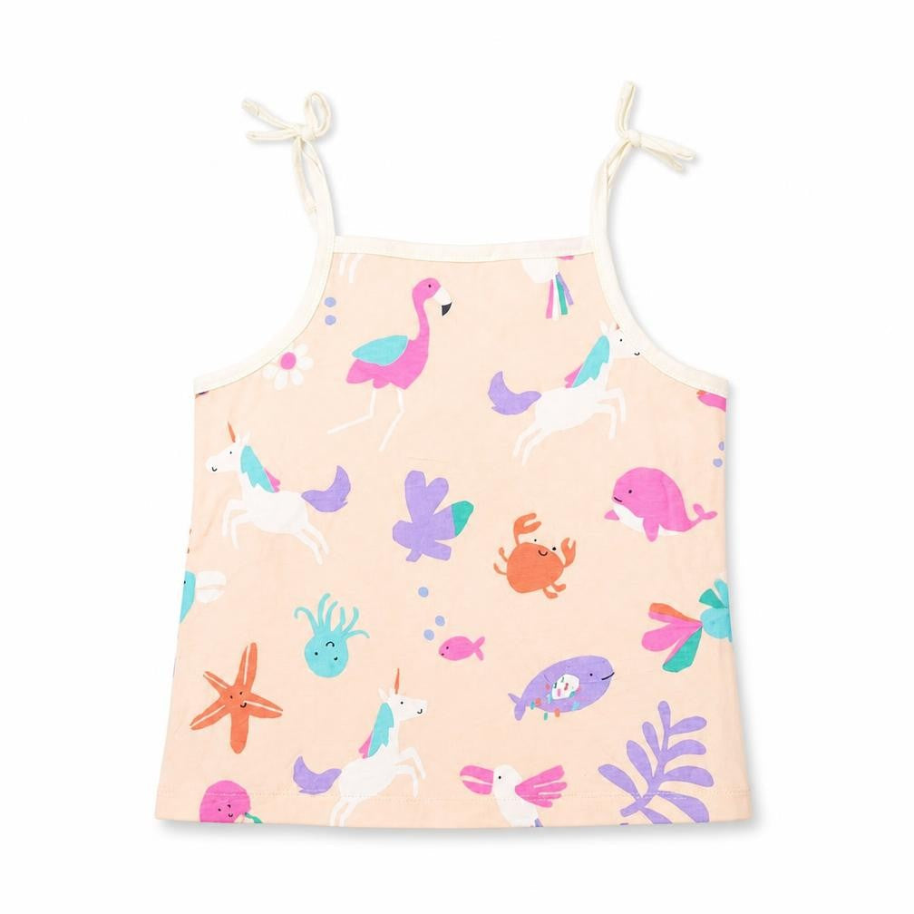 Marks & Spencer Girls Pink Geometric Cotton Camisole Tank Size 4-5 Years Square Neck Pullover