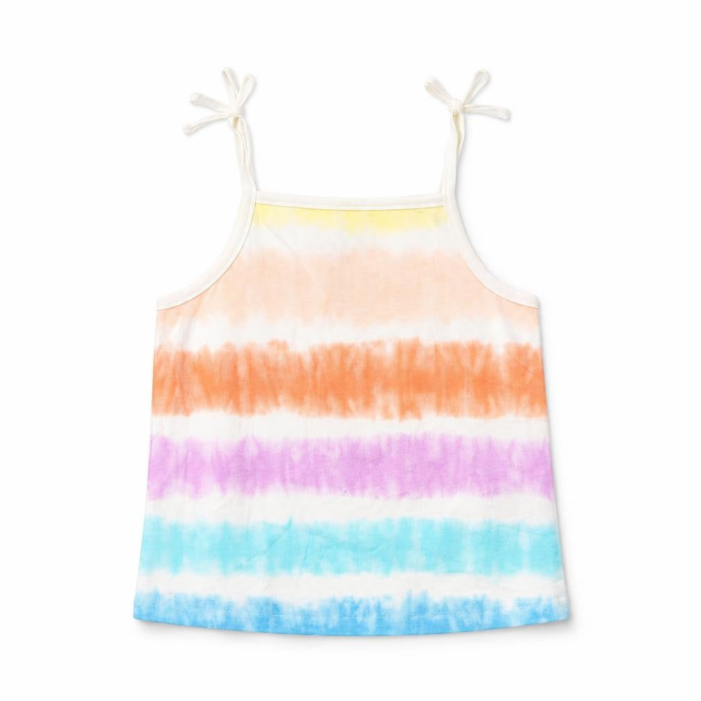 Marks & Spencer Girls Multicoloured Striped Cotton Camisole Tank Size 3-4 Years Square Neck Pullover