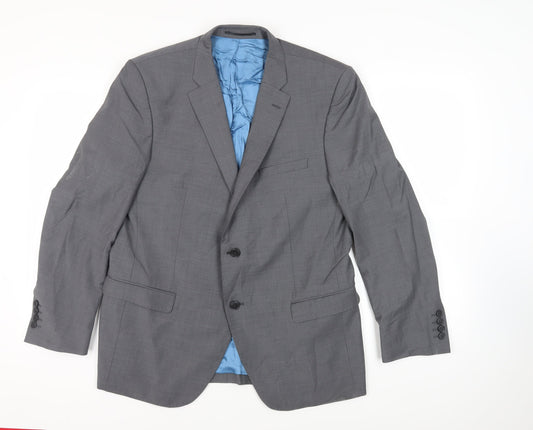 Santinelli Mens Grey Polyester Jacket Suit Jacket Size 42 Regular