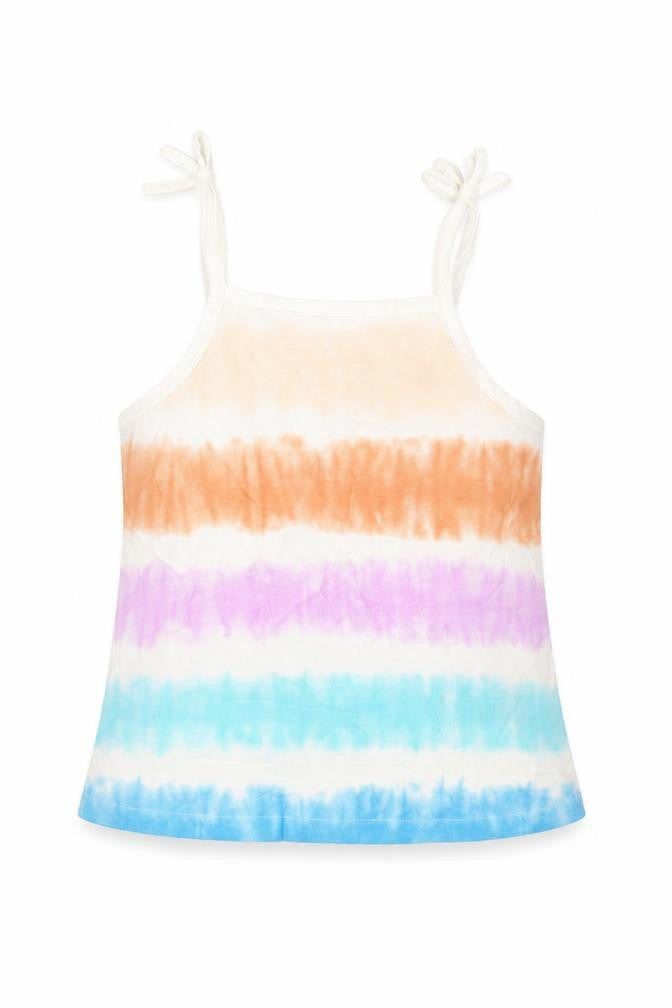 Marks & Spencer Girls Multicoloured Striped Cotton Camisole Tank Size 3-4 Years Square Neck Pullover