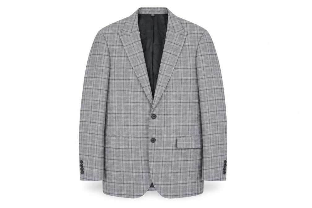 Marks & Spencer Mens Grey Plaid Polyester Jacket Blazer Size 42 Regular
