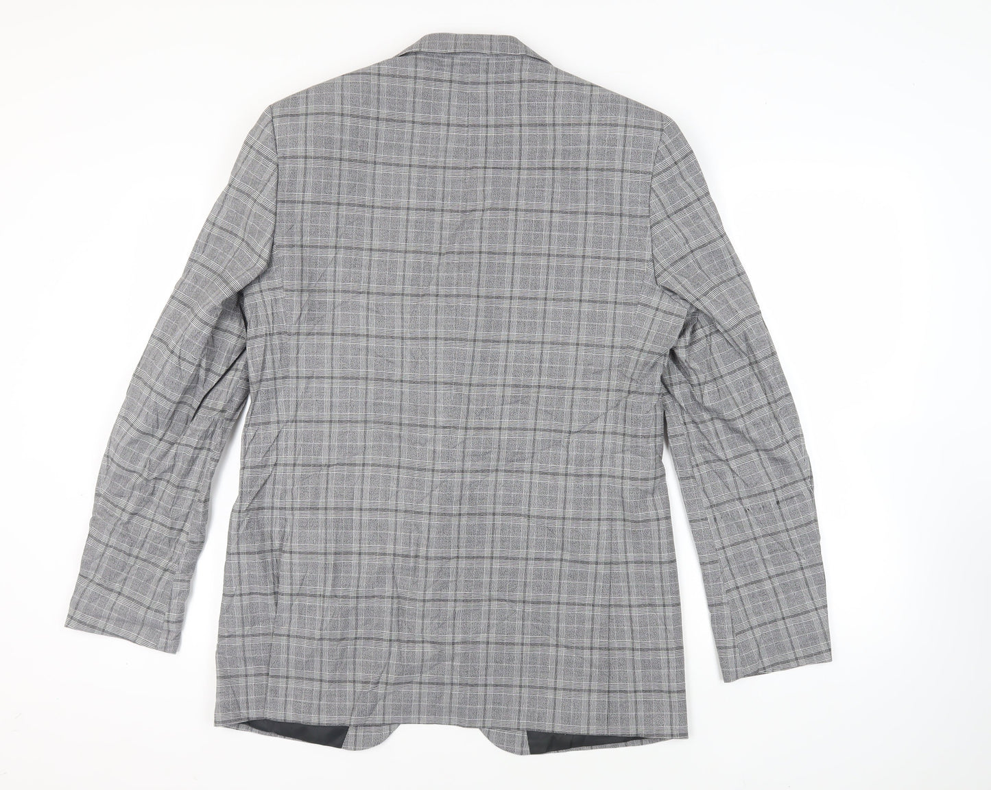 Marks and Spencer Mens Grey Plaid Polyester Jacket Blazer Size 42 Regular