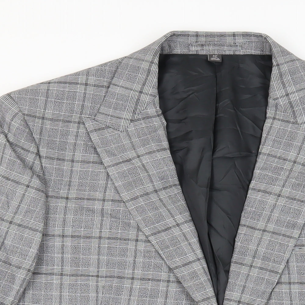 Marks and Spencer Mens Grey Plaid Polyester Jacket Blazer Size 42 Regular