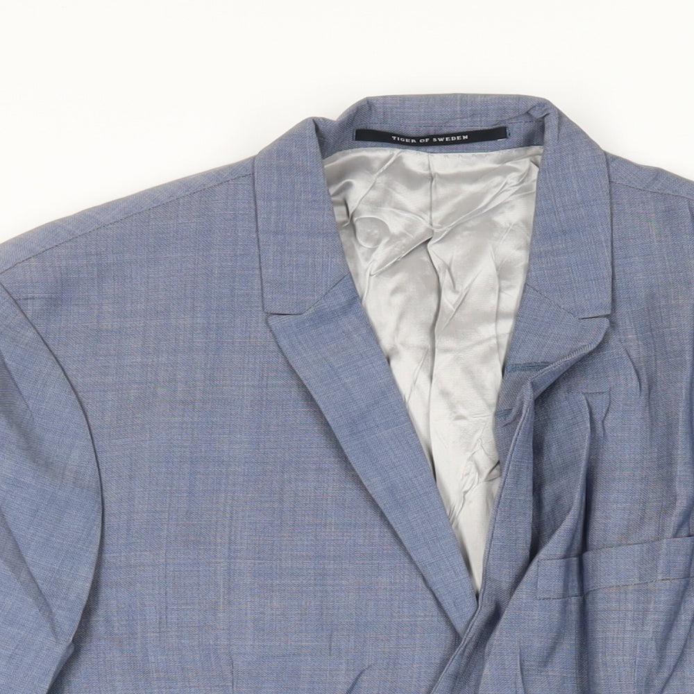 Tiger of Sweden Mens Blue Wool Jacket Suit Jacket Size 38 Regular