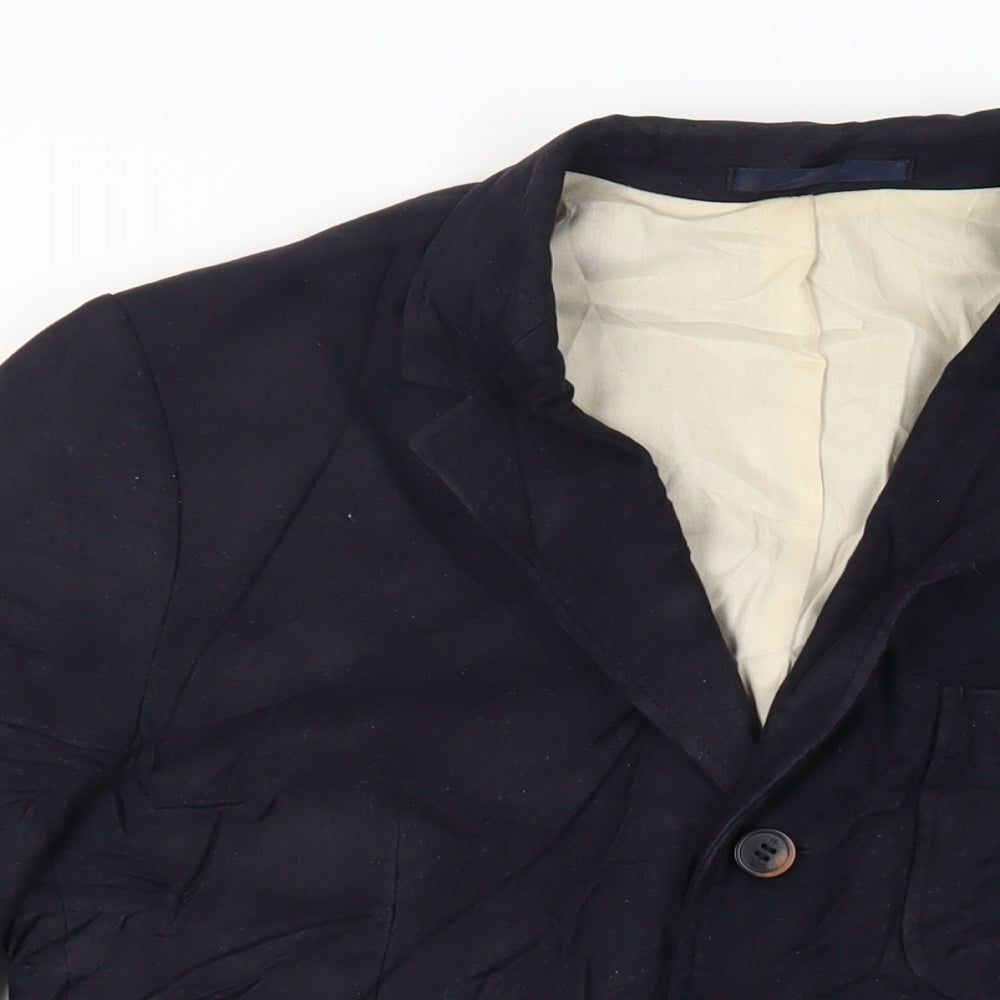 RJR.John Rocha Mens Blue Polyester Jacket Blazer Size 38 Regular