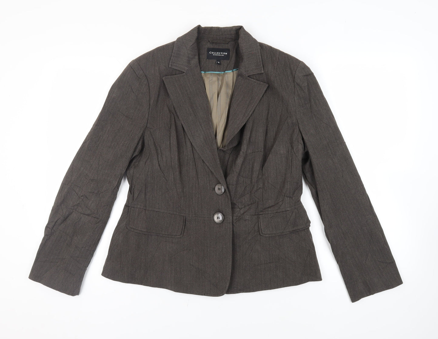 Debenhams Womens Brown Jacket Blazer Size 16 Button