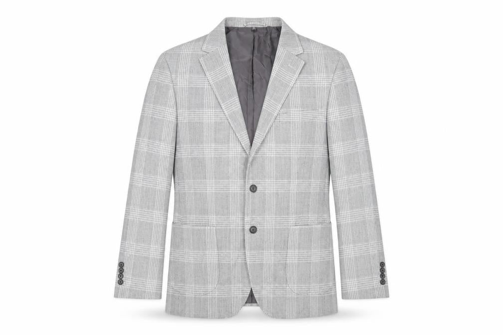 Marks & Spencer Mens Grey Plaid Polyester Jacket Suit Jacket Size 46 Regular