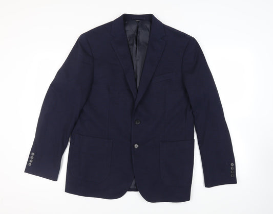 Marks and Spencer Mens Blue Polyamide Jacket Suit Jacket Size 42 Regular