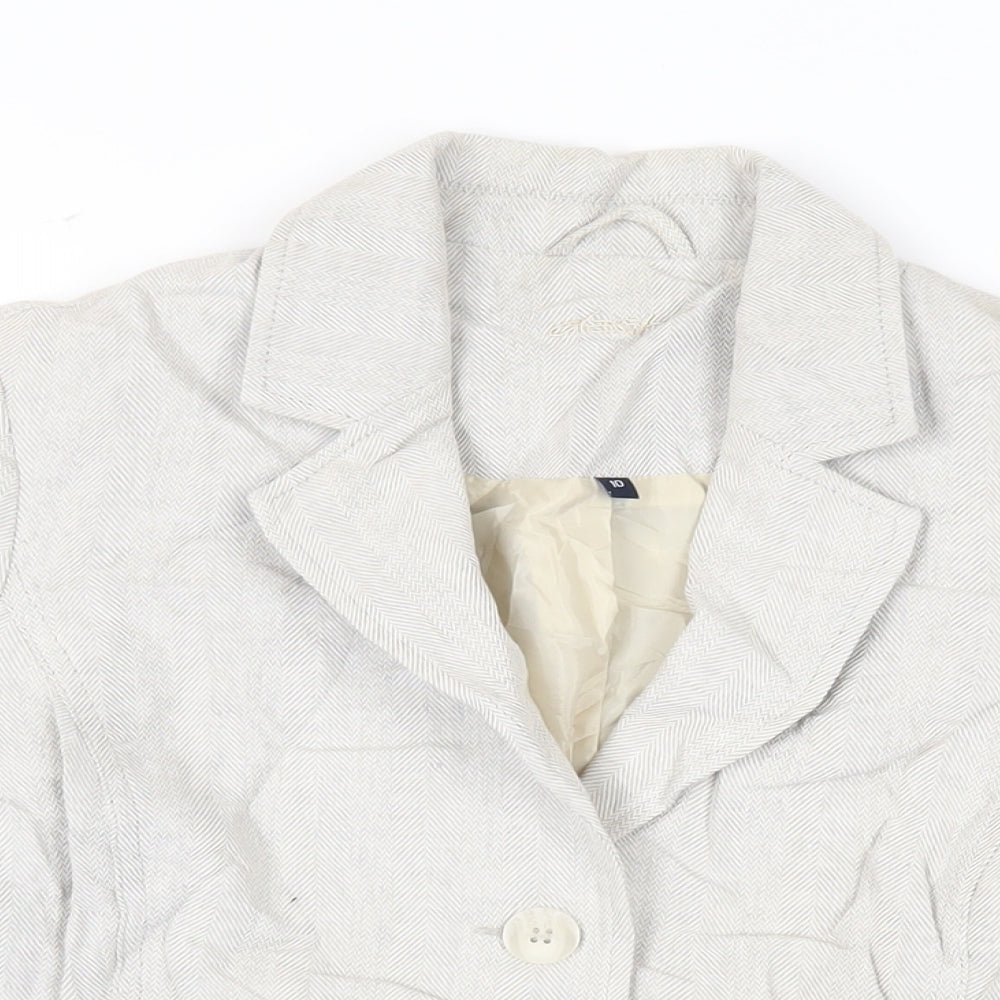 DASH Womens Grey Herringbone Jacket Blazer Size 10 Button