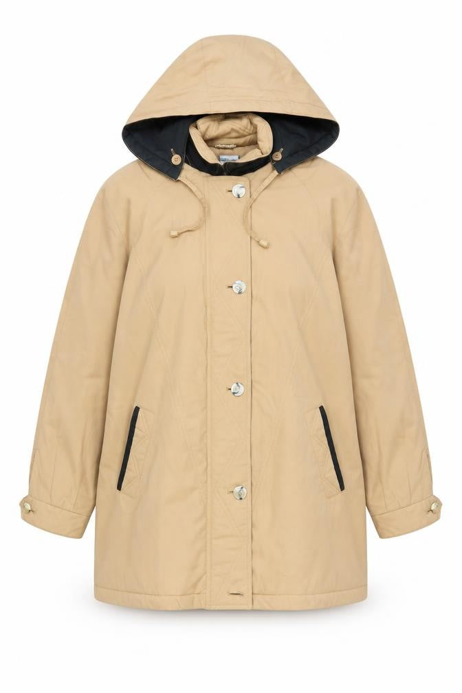 NuAge Womens Beige Pea Coat Coat Size 14 Zip - Vintage