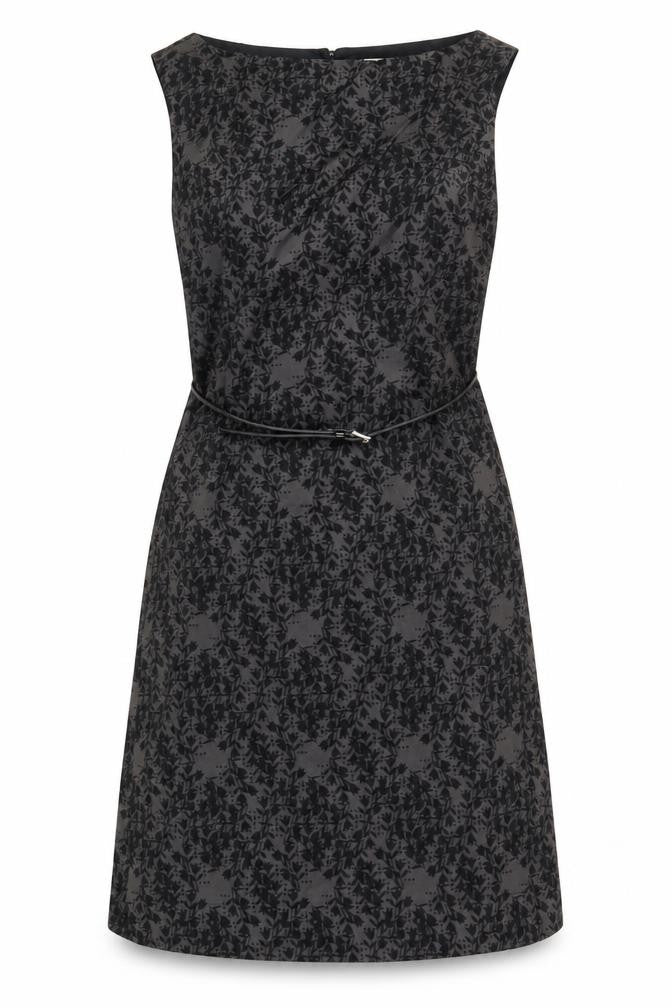 Monsoon Womens Black Geometric Viscose A-Line Size 10 Round Neck Zip