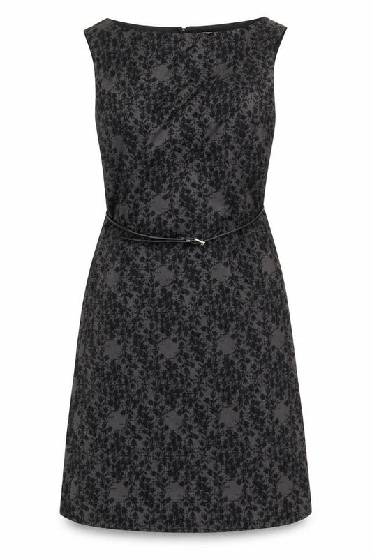 Monsoon Womens Black Geometric Viscose A-Line Size 10 Round Neck Zip