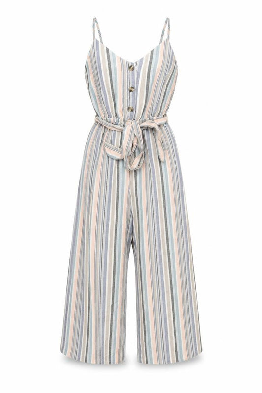 New Look Womens Multicoloured Striped Viscose Jumpsuit One-Piece Size 6 L22 in Button