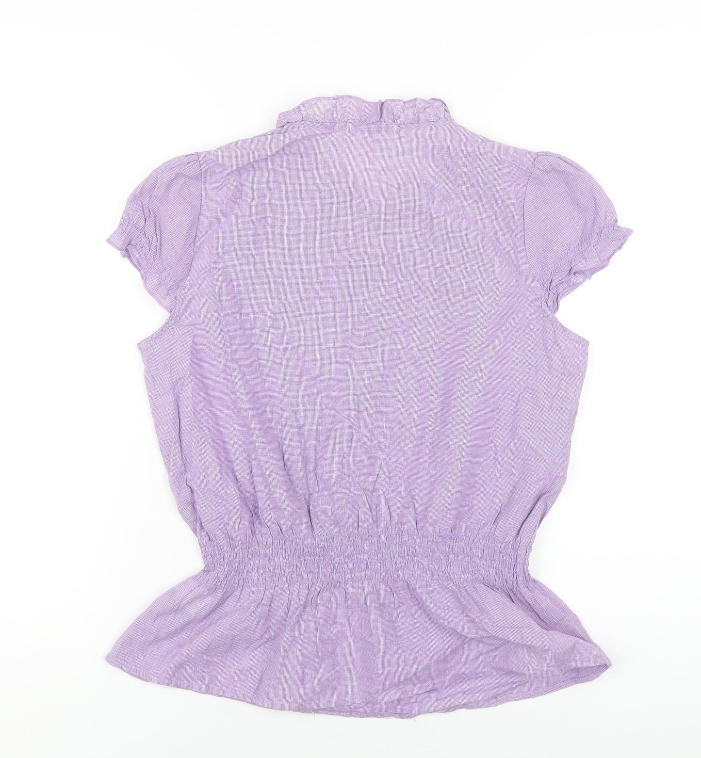 Febre Moda Womens Purple Cotton Basic Button-Up Size L Round Neck