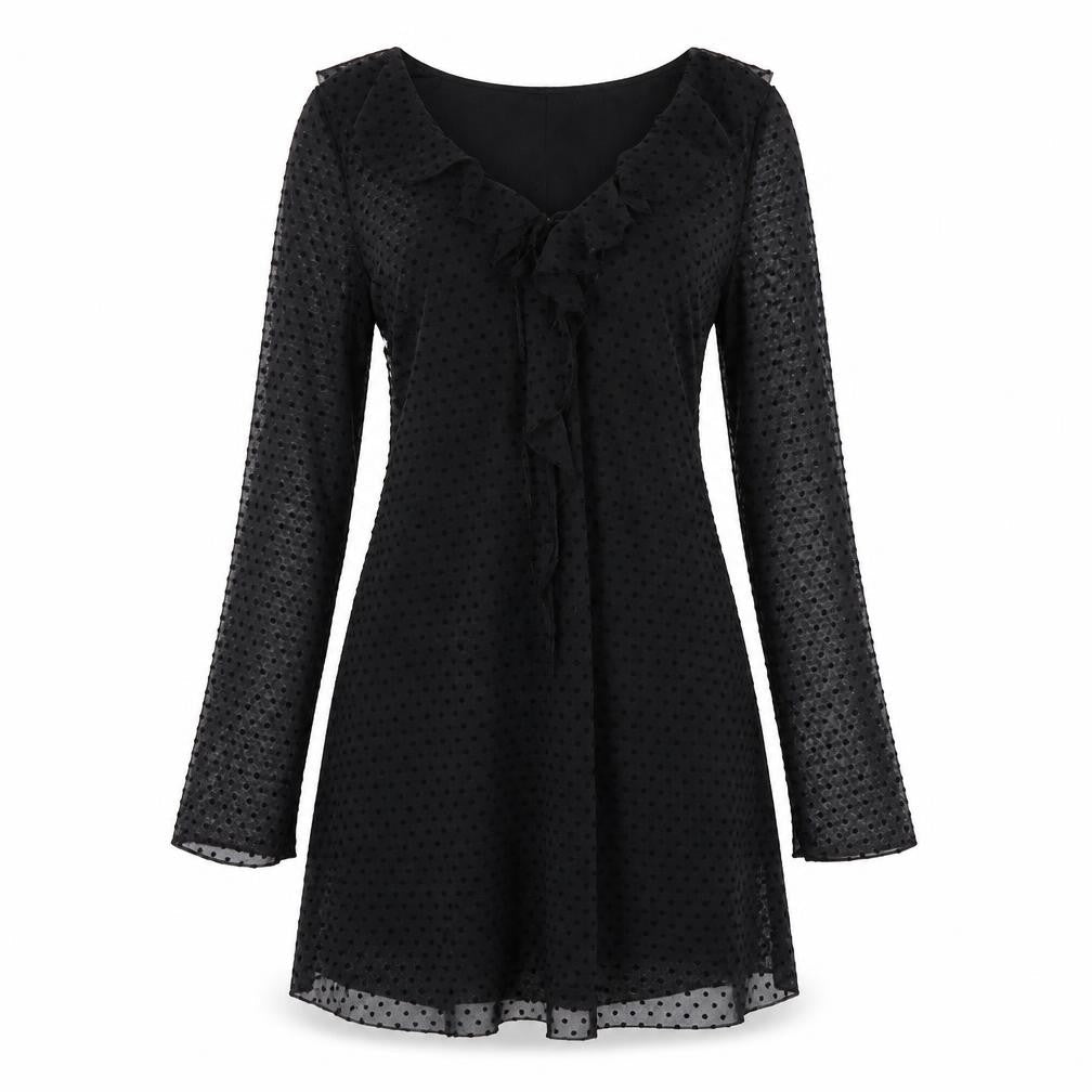 Zara Womens Black Polyester A-Line Size M V-Neck Zip