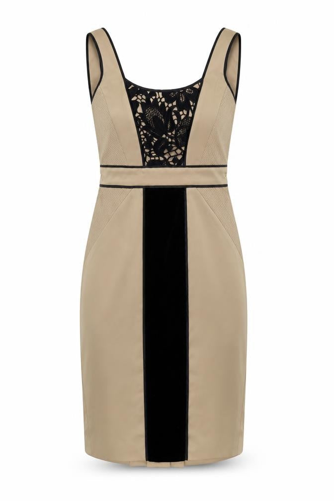 Untold Womens Beige Polyester A-Line Size 8 Scoop Neck Zip