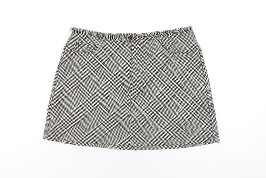 Zara Womens Black Plaid Polyester Mini Skirt Size M Zip