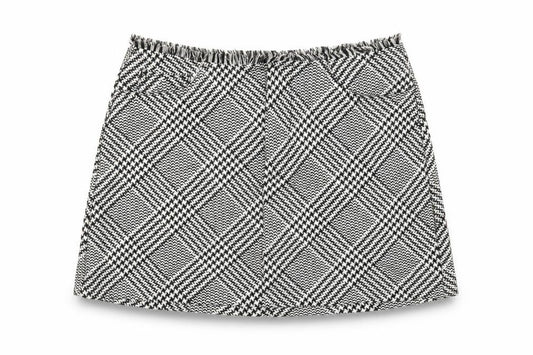 Zara Womens Black Plaid Polyester Mini Skirt Size M Zip