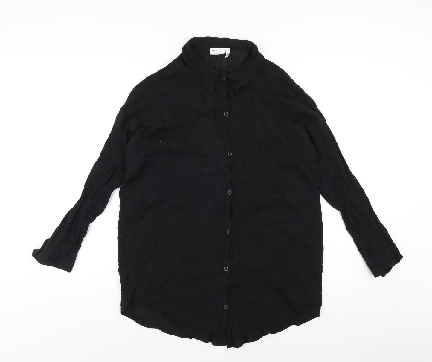 ASOS Womens Black Cotton Basic Button-Up Size 10 Collared