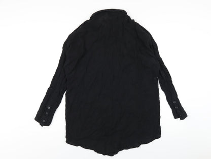 Back view of ASOS women’s black cotton basic button-up, size UK 10, collared