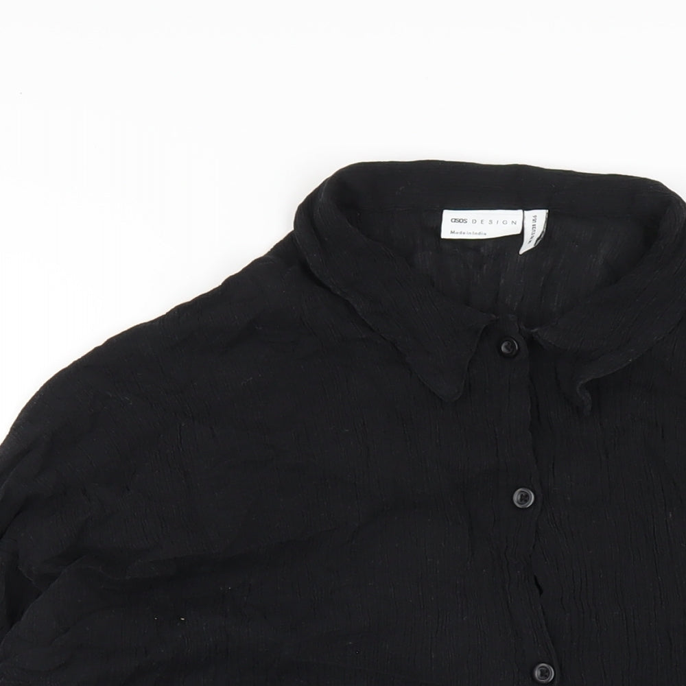 ASOS Womens Black Cotton Basic Button-Up Size 10 Collared