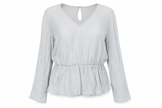 Marks and Spencer Womens Grey Polyester Basic Blouse Size 16 V-Neck