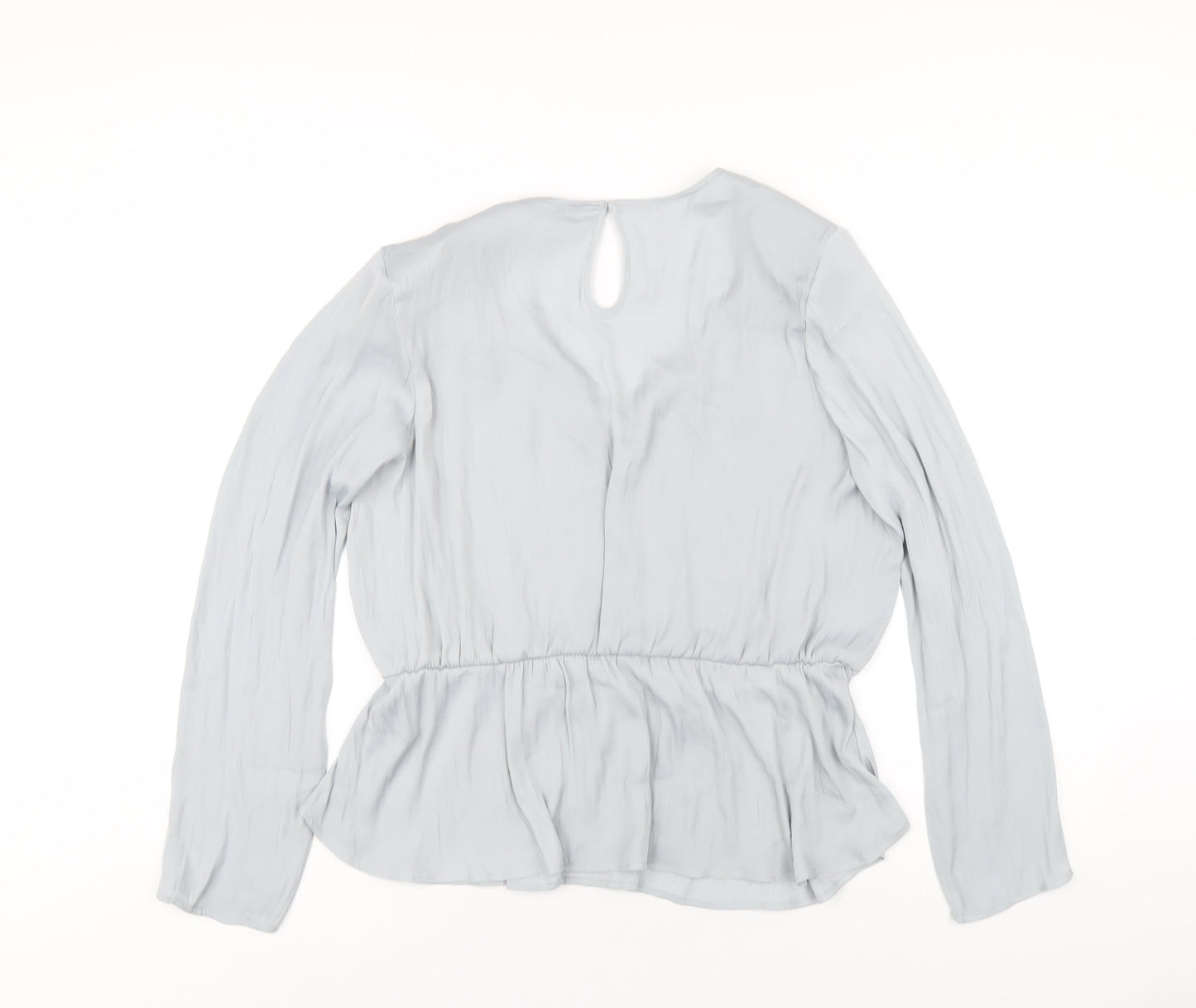 Marks and Spencer Womens Grey Polyester Basic Blouse Size 16 V-Neck