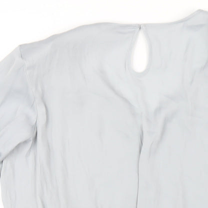 Marks & Spencer Womens Grey Polyester Basic Blouse Size 16 V-Neck