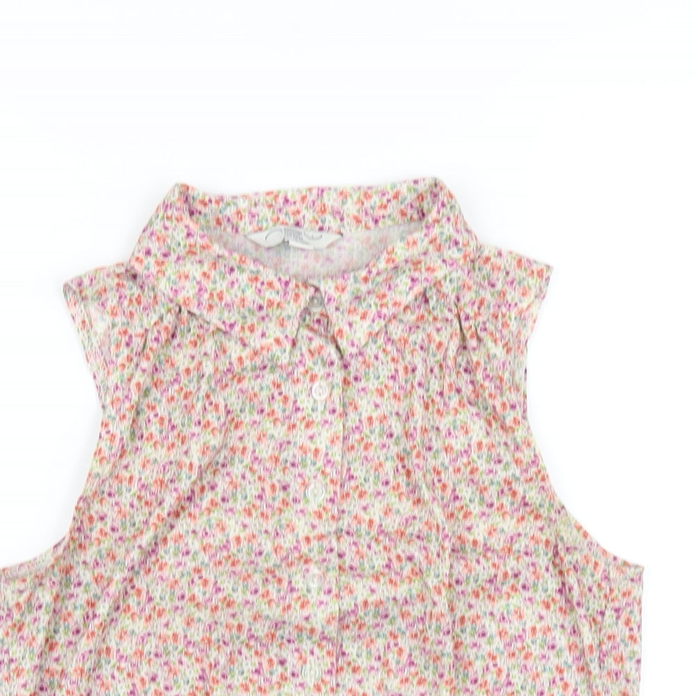 New Look Womens Multicoloured Floral Polyester Basic Button-Up Size 10 Collared