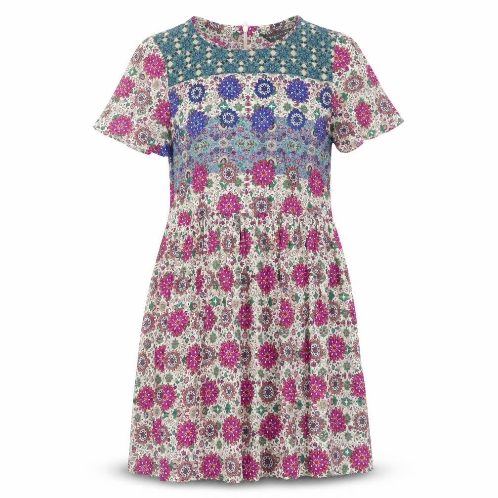 Topshop Womens Multicoloured Geometric Viscose A-Line Size 4 Round Neck Zip