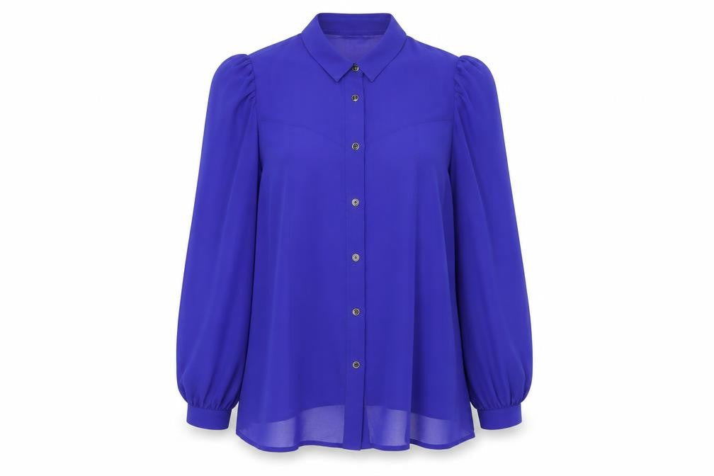 Monsoon Womens Blue Polyester Basic Button-Up Size 8 Collared