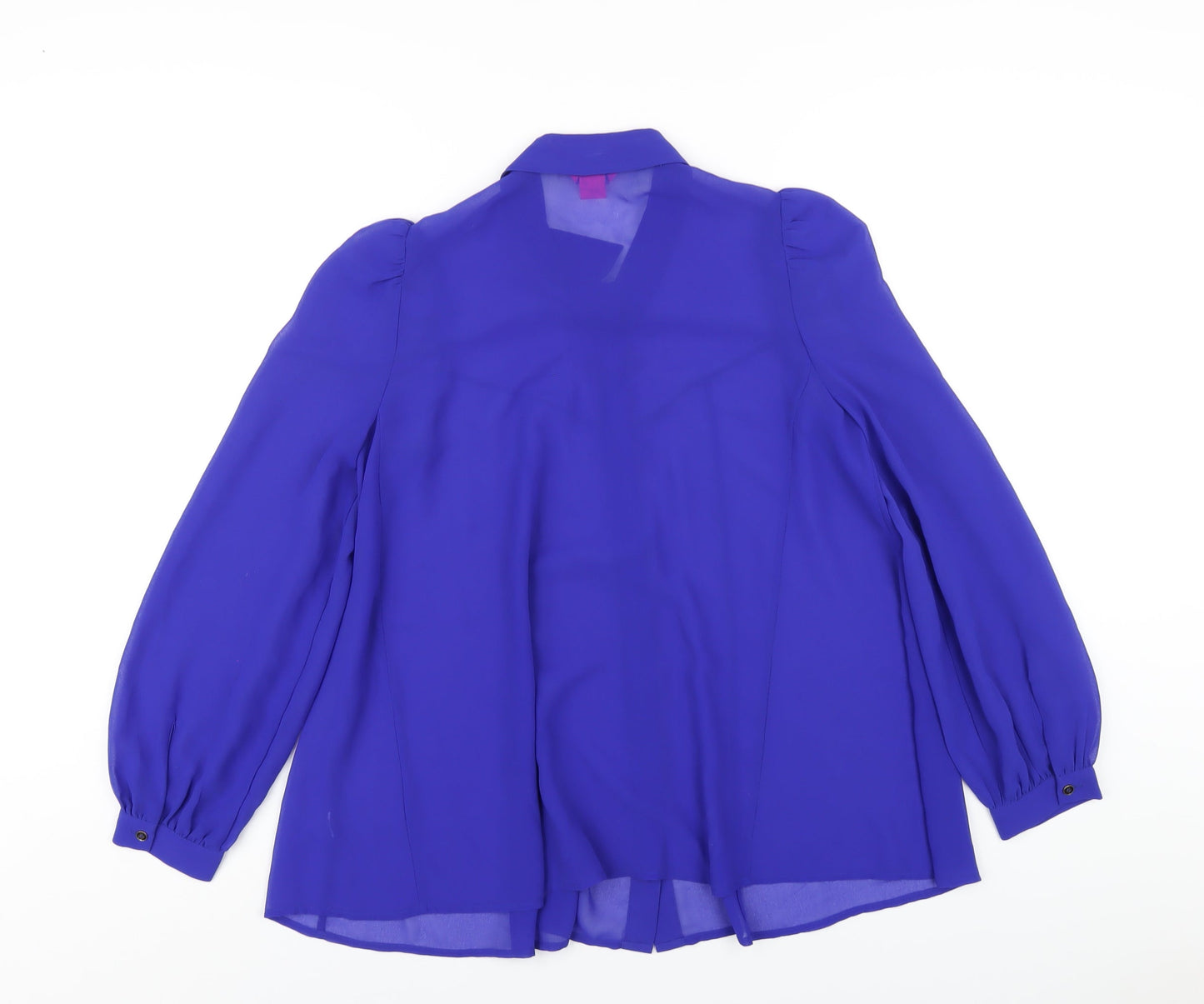 Monsoon Womens Blue Polyester Basic Button-Up Size 8 Collared