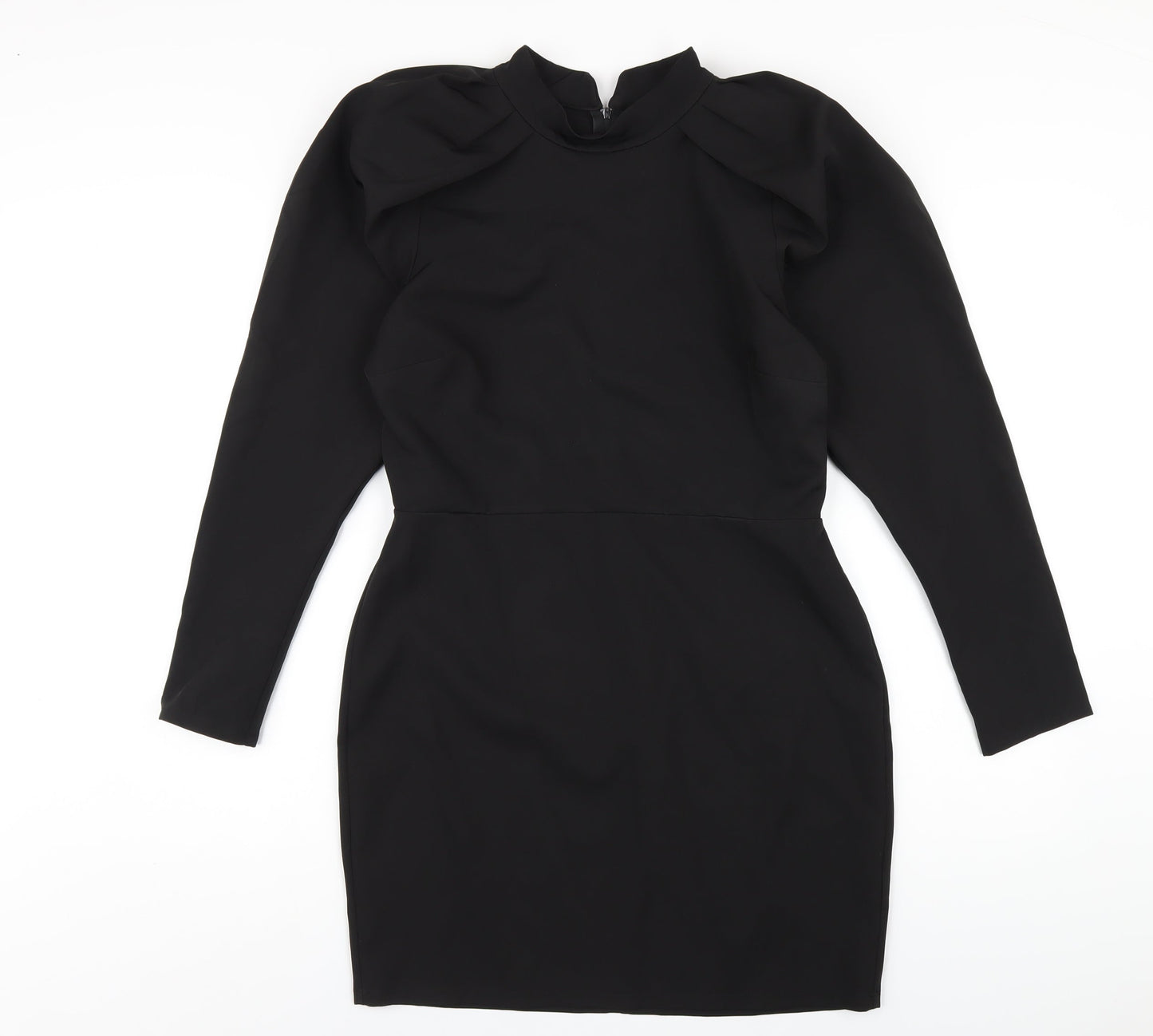 ASOS Womens Black Polyester A-Line Size 12 Mock Neck Zip