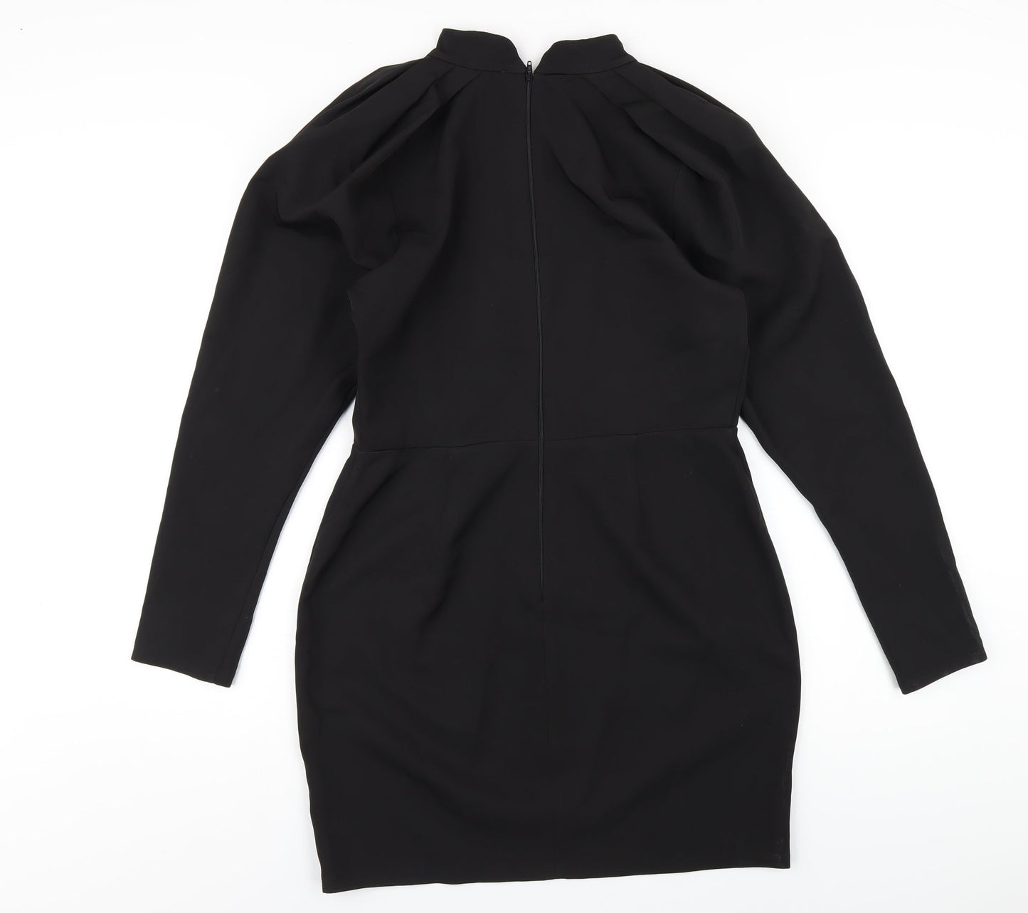 ASOS Womens Black Polyester A-Line Size 12 Mock Neck Zip