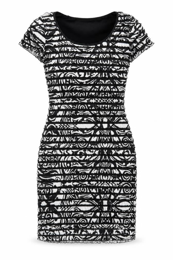 Ronni Nicole Womens Black Geometric Polyester Bodycon Size 8 Round Neck Pullover