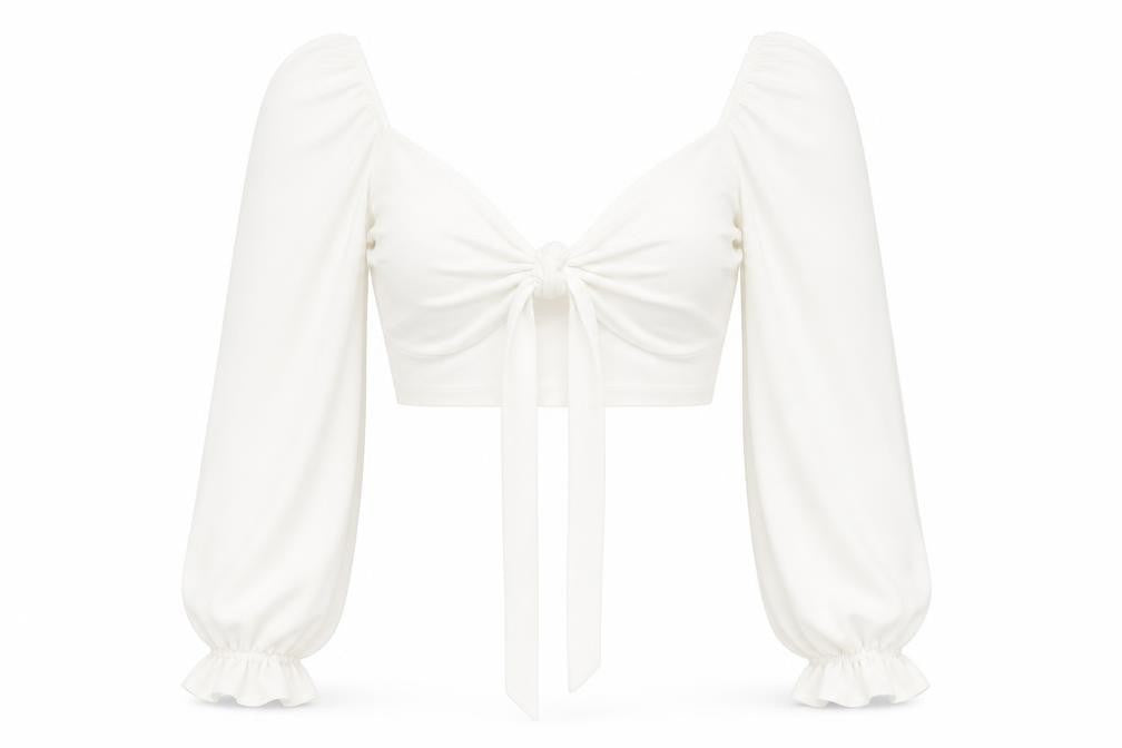 PRETTYLITTLETHING Womens White Polyester Cropped T-Shirt Size 6 Square Neck