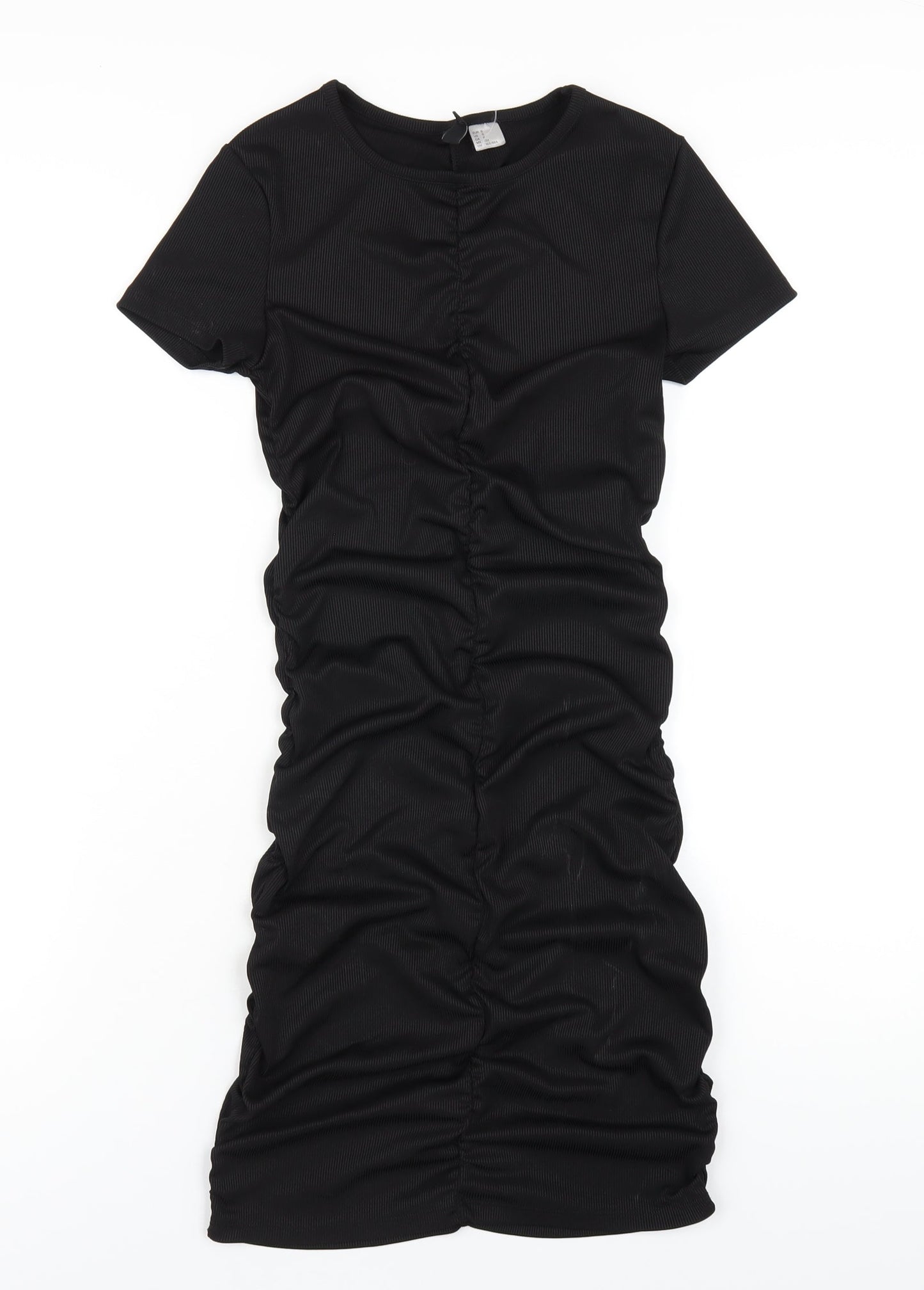 H&M Womens Black Polyester Bodycon Size S Round Neck Pullover
