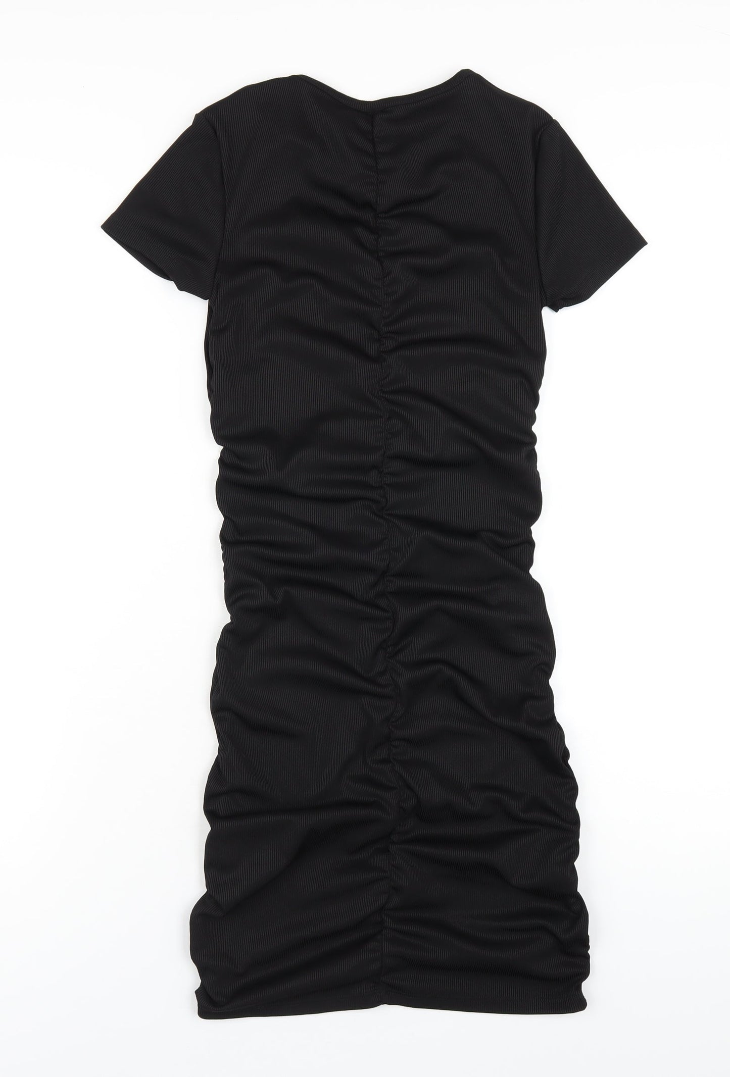 H&M Womens Black Polyester Bodycon Size S Round Neck Pullover