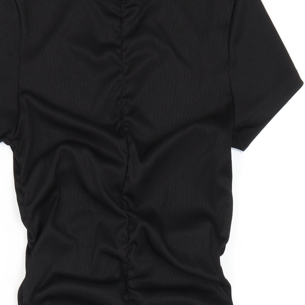 H&M Womens Black Polyester Bodycon Size S Round Neck Pullover