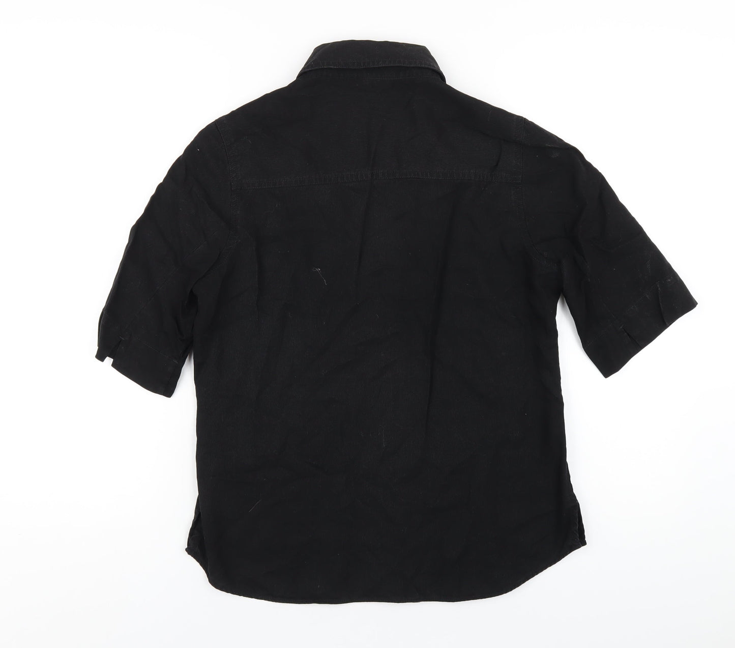 Marks and Spencer Womens Black Lyocell Basic Button-Up Size 10 Collared
