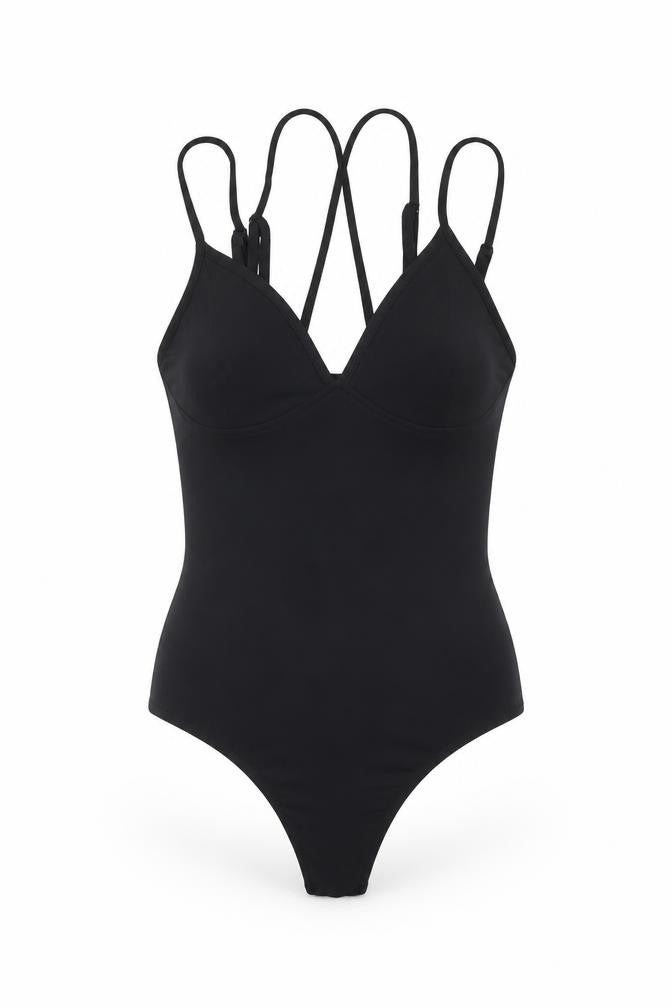 Missguided Womens Black Polyester Bodysuit One-Piece Size 8 Snap