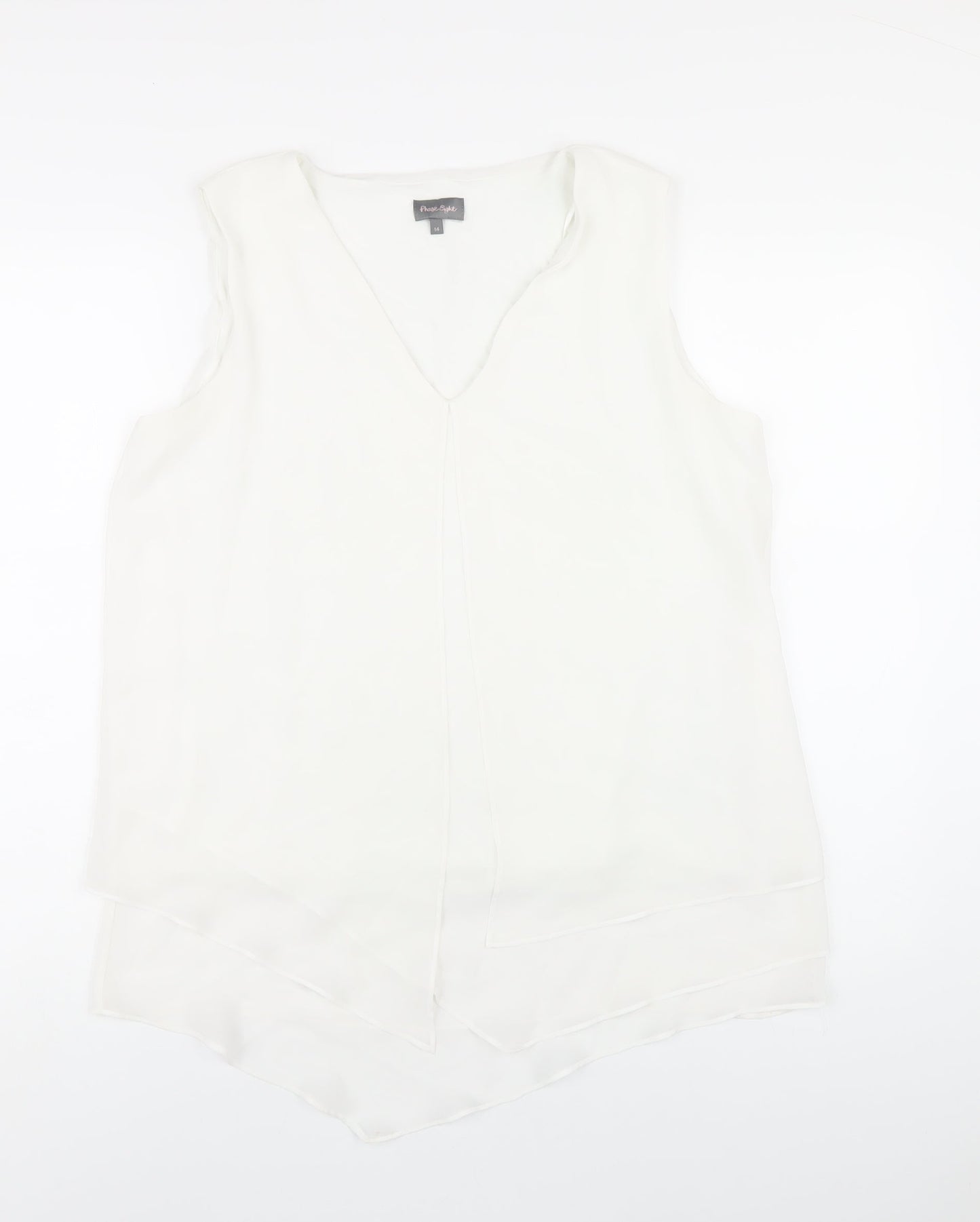 Phase Eight Womens White Polyester Basic Tank Size 14 V-Neck
