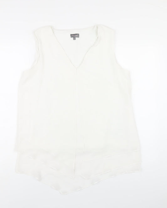 Phase Eight Womens White Polyester Basic Tank Size 14 V-Neck