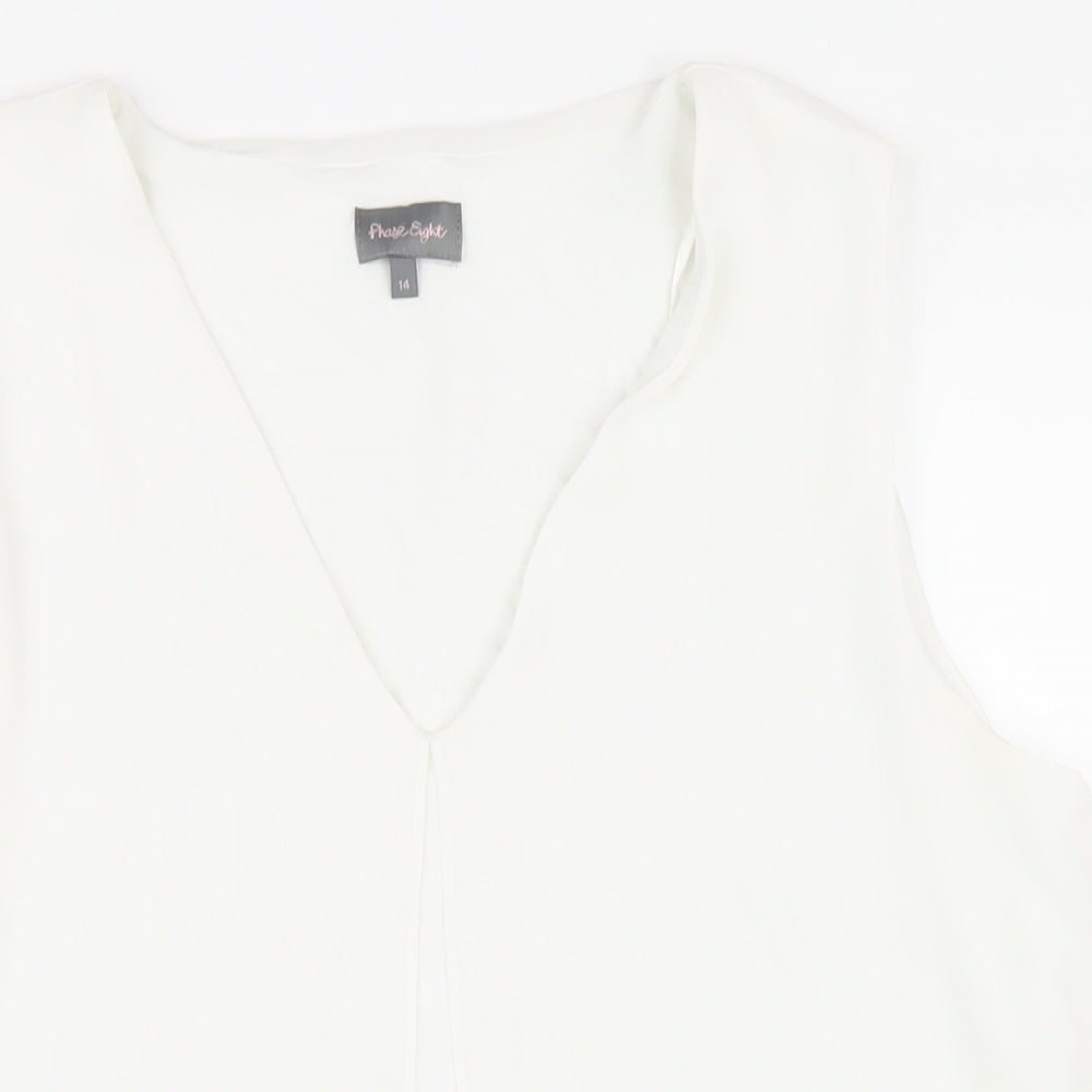 Phase Eight Womens White Polyester Basic Tank Size 14 V-Neck