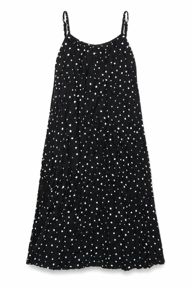 Marks & Spencer Womens Black Polka Dot Viscose A-Line Size 8 Round Neck Pullover
