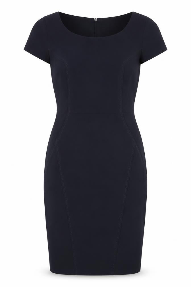 Dunnes Womens Blue Polyester Pencil Dress Size 8 Scoop Neck Zip