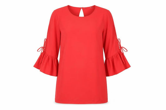 New Look Womens Red Polyester A-Line Size 14 Round Neck Button