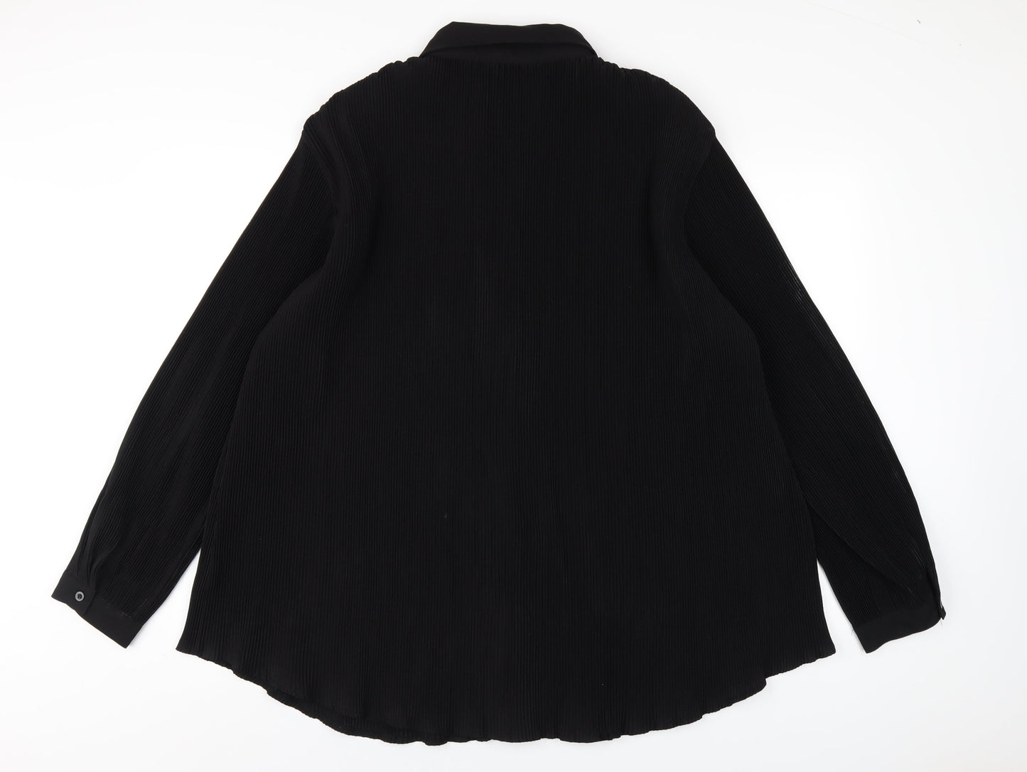PRETTYLITTLETHING Womens Black Polyester Basic Button-Up Size 16 Collared